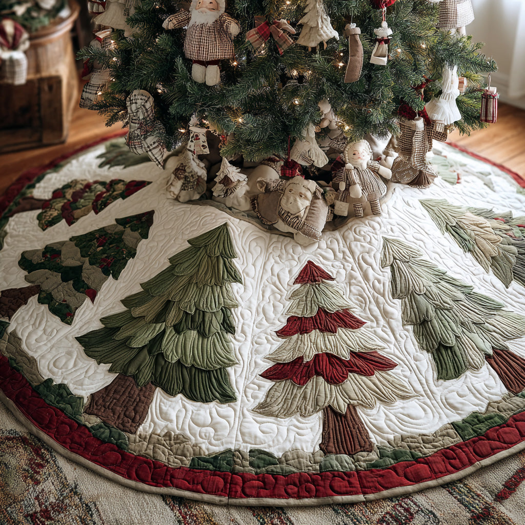 Cozy Pines Quilted Christmas Tree Skirt NCU0DV7592