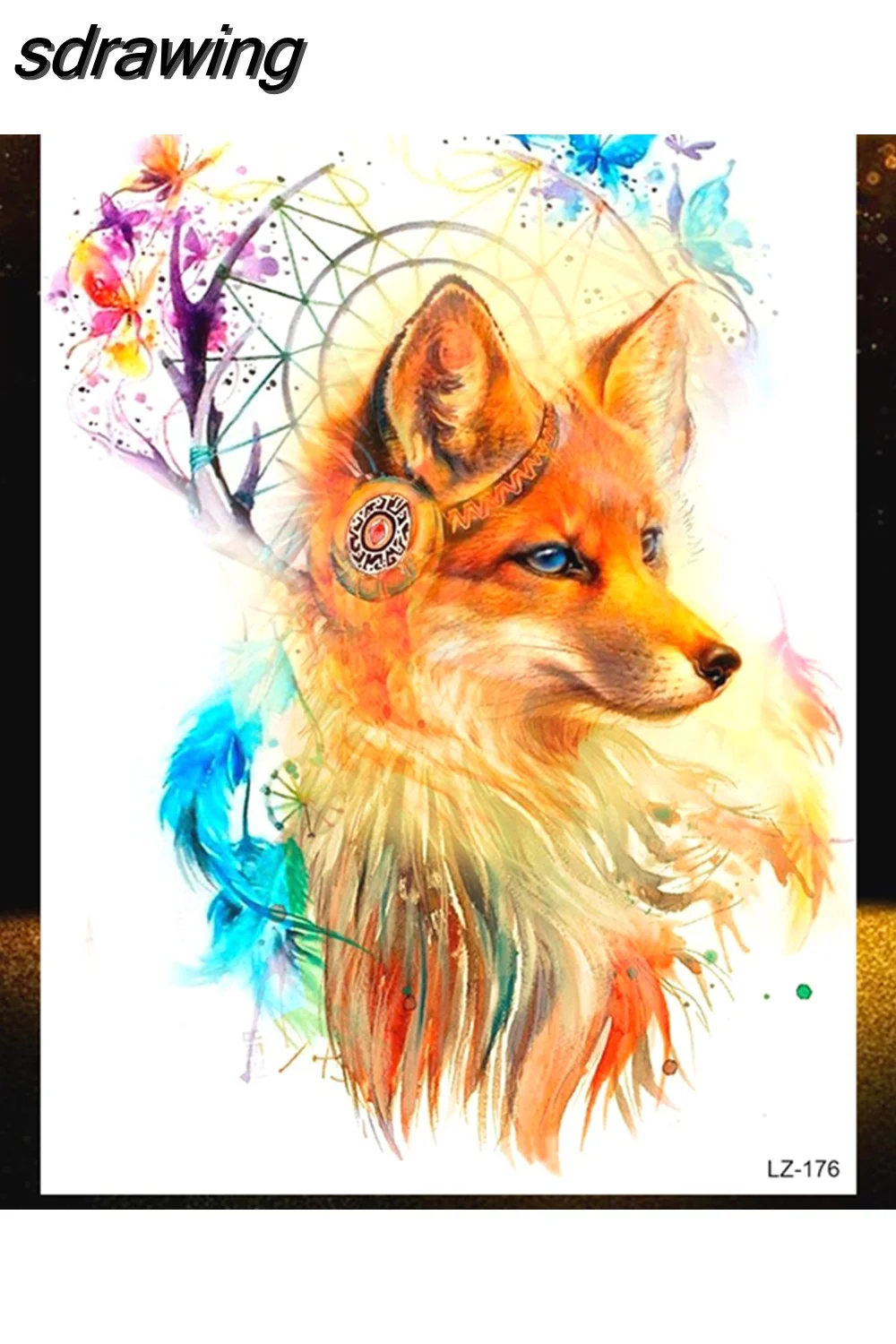 sdrawing Wolf Forest Temporary Tattoos For Children Tiger Geometric Fake Tatoos Mountain Triangle Elk Tatoo Sticker Body Art