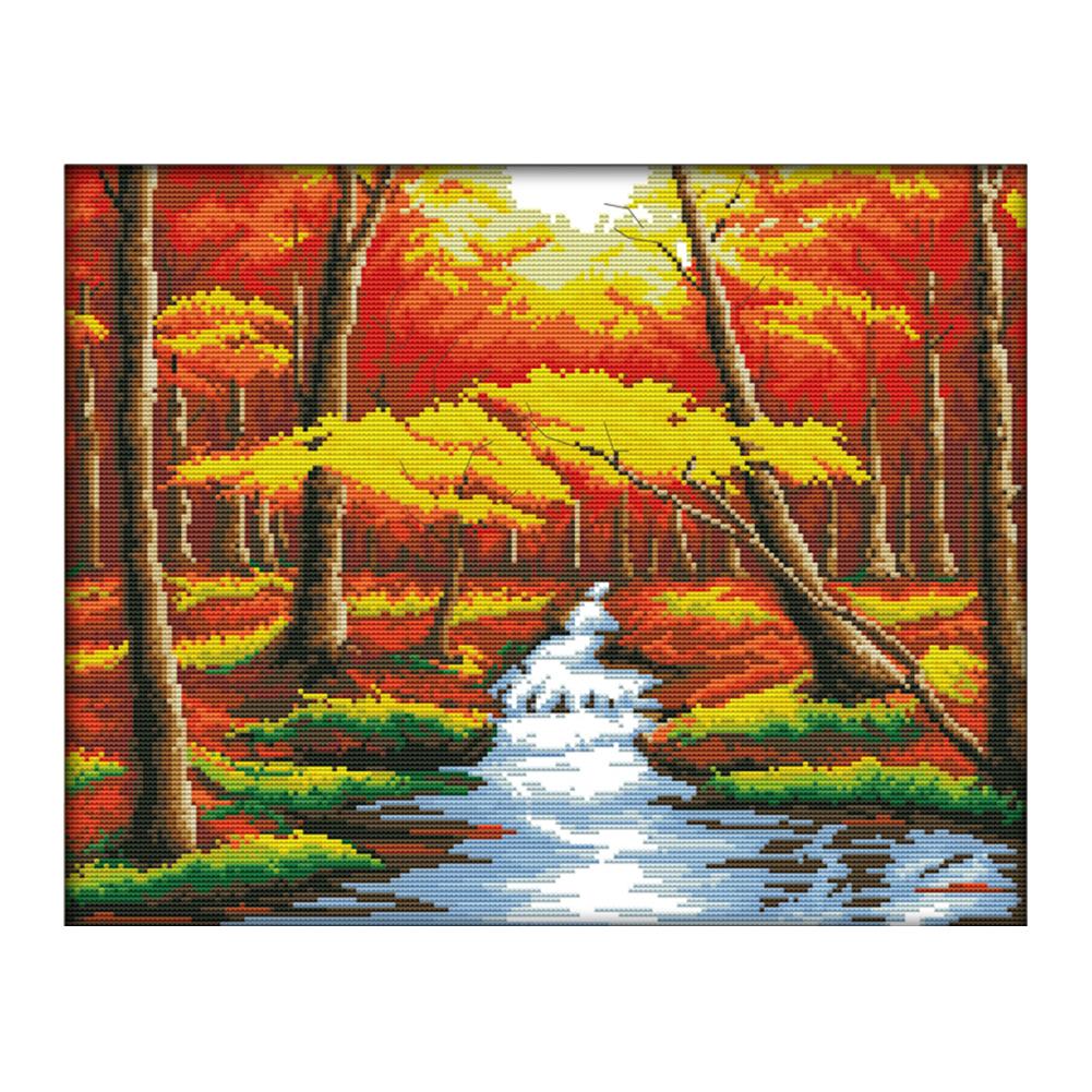 

Autumn Landscape - 14CT Stamped Cross Stitch - 44*36cm, 501 Original