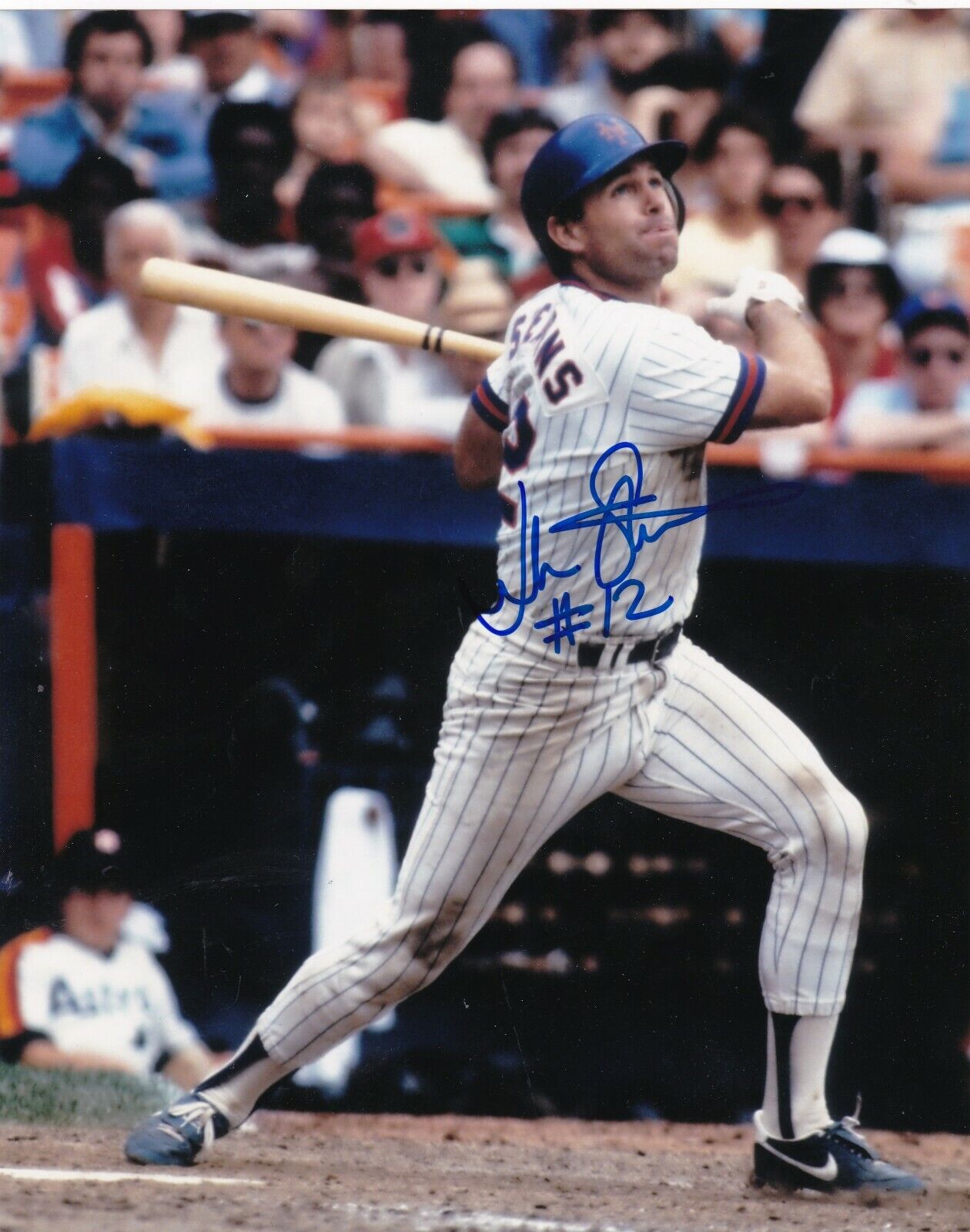 JOHN STEARNS NEW YORK METS ACTION SIGNED 8x10