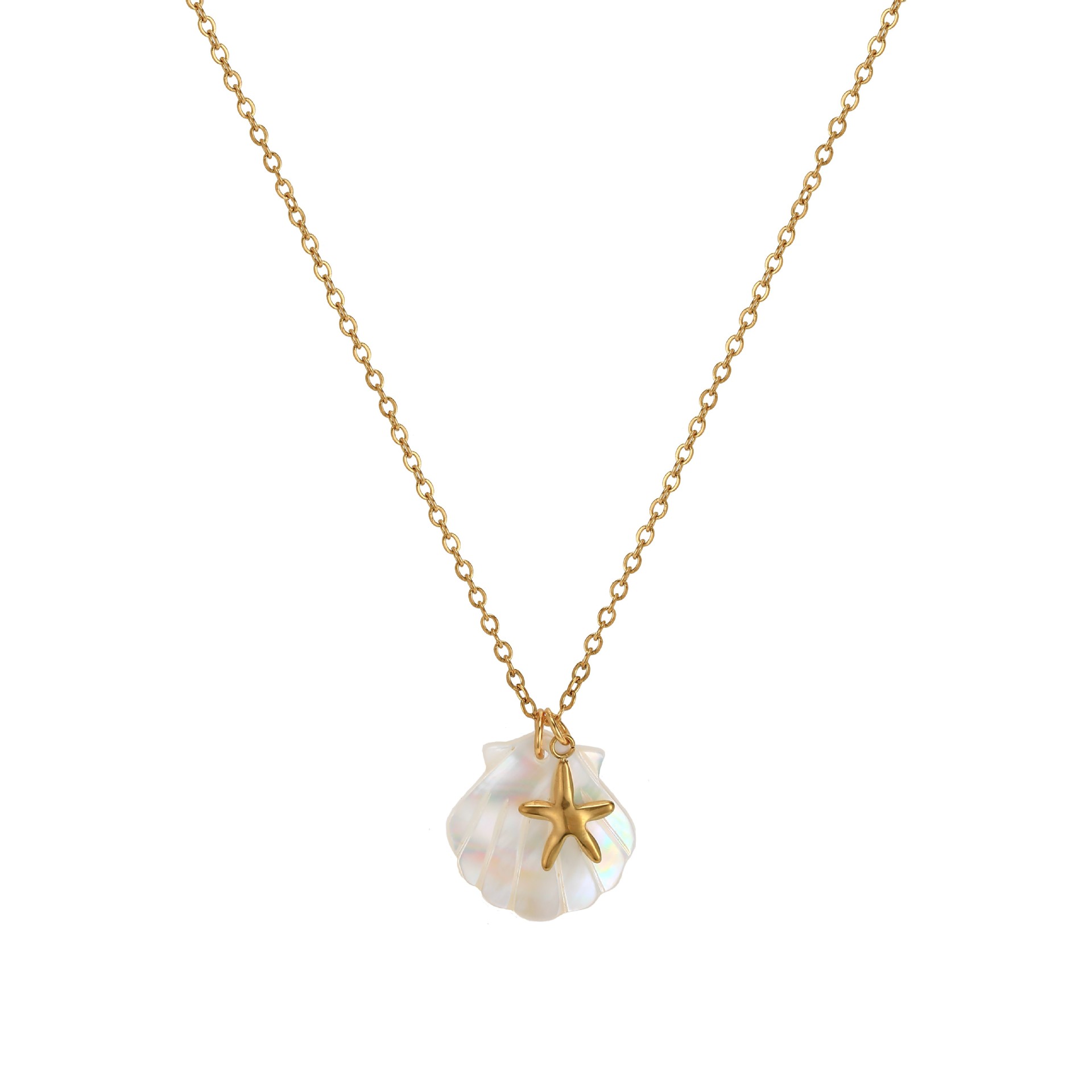 Women's Starfish Conch Shell Pendant Necklace