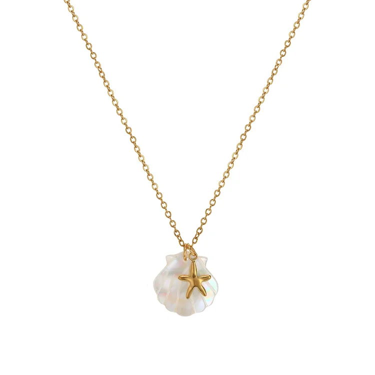 Women's Starfish Conch Shell Pendant Necklace