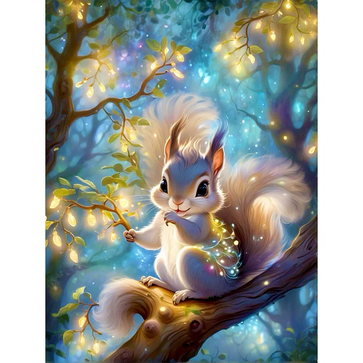 Little Squirrel On The Tree 30*40CM (Canvas) Full Round Drill Diamond Painting gbfke