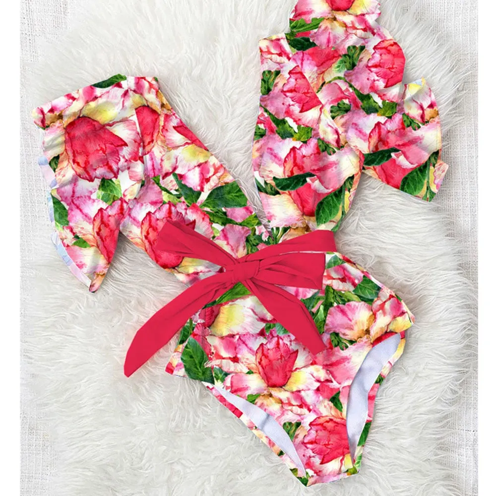 2020 Sexy New Ruffle One Piece Swimsuit Off The Shoulder Swimwear Women Swimsuit Deep-V Bathing Suits Beach Wear Swim Suit