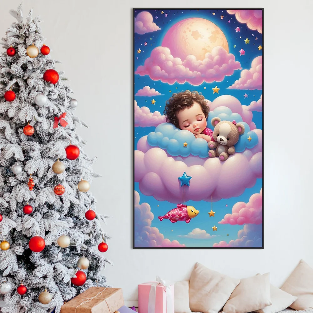 Diamond Painting - Full Round Drill - Clouds Sleeping Kid(Canvas|40*70cm)