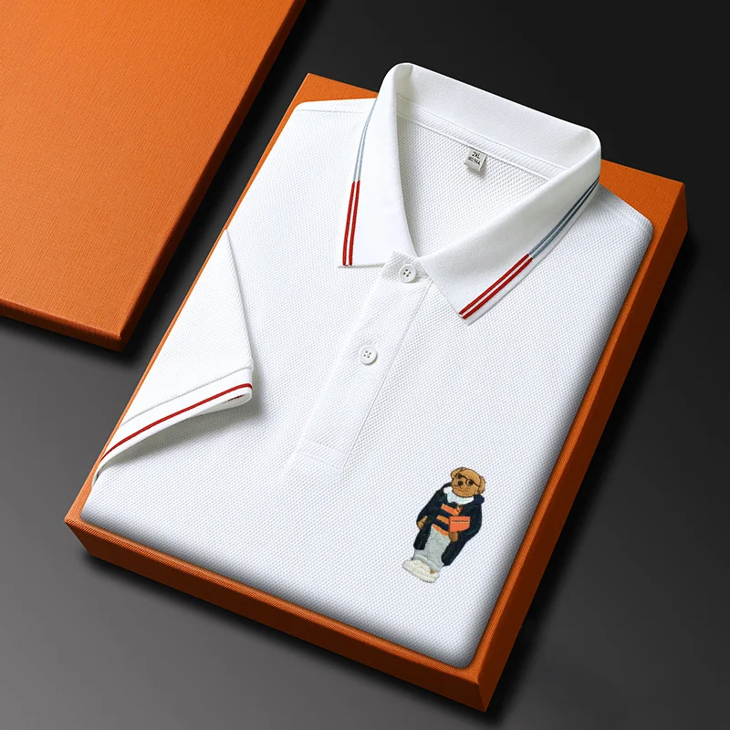 New short sleeve T-shirt men's business casual lapel polo shirt
