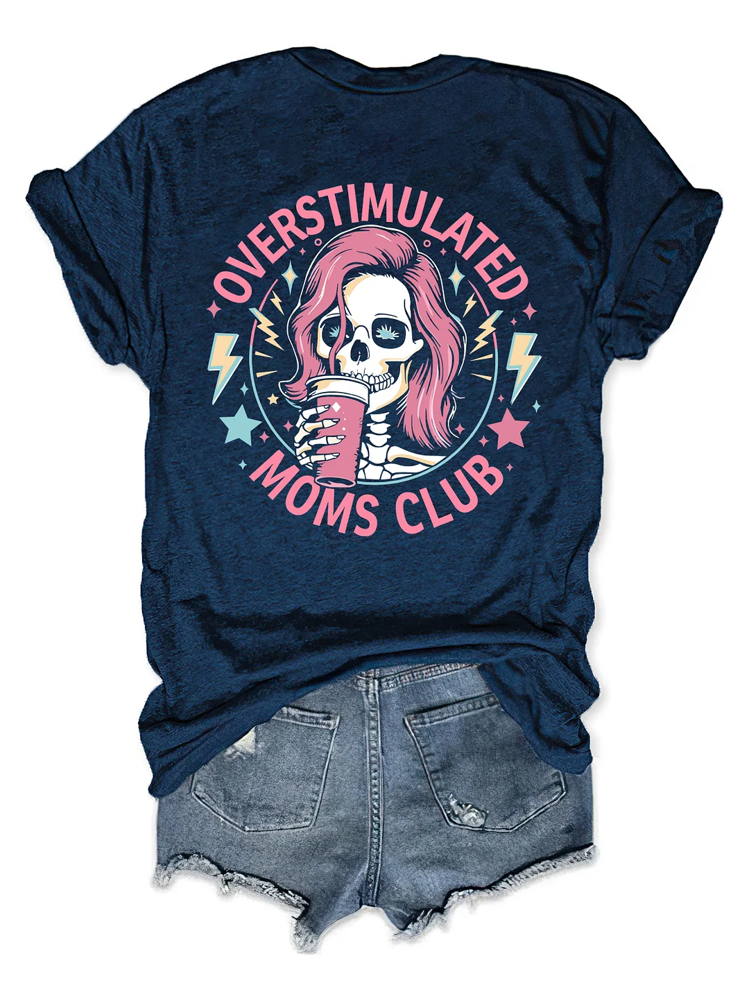 Skeleton Overstimulated Mom Club T-shirt