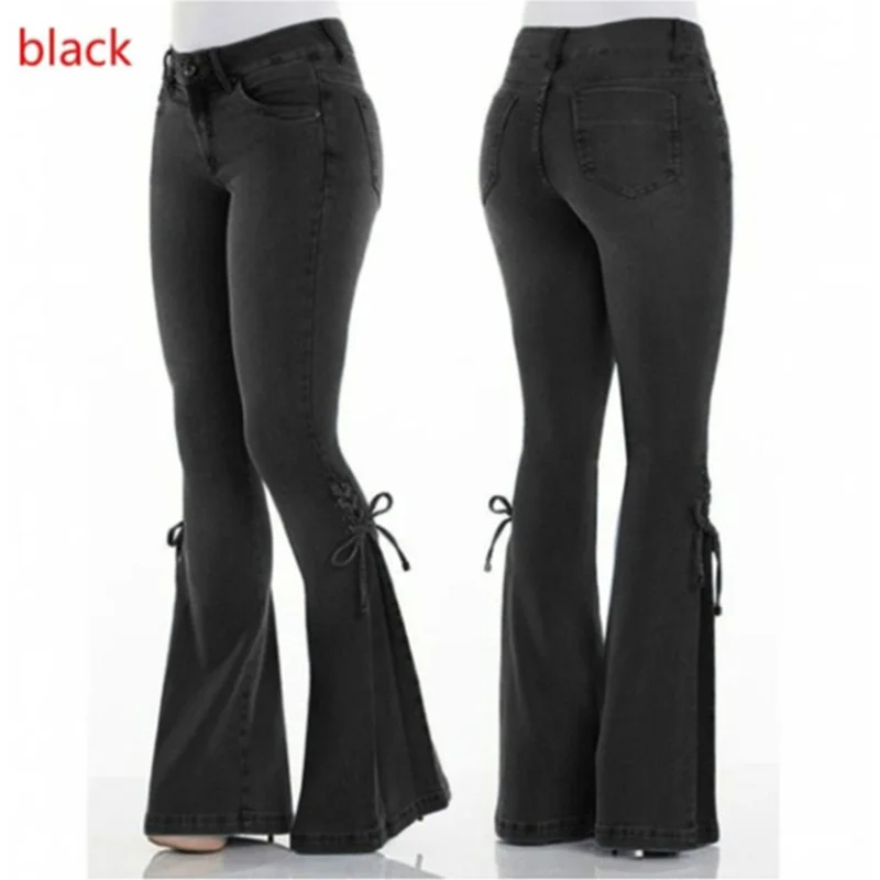 Fashion Lace Up Flared Jeans