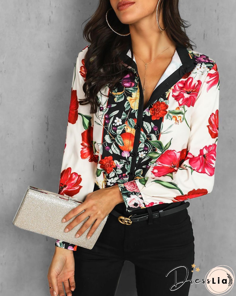 Mixed Floral Print Casual Blouse P13468