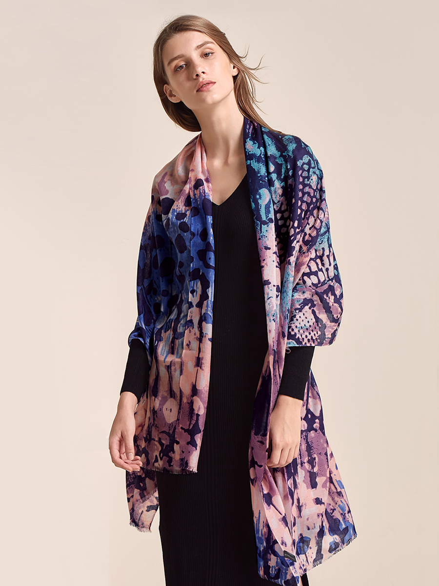 Purple Wool Shawl Scarf Gem butterfly Style