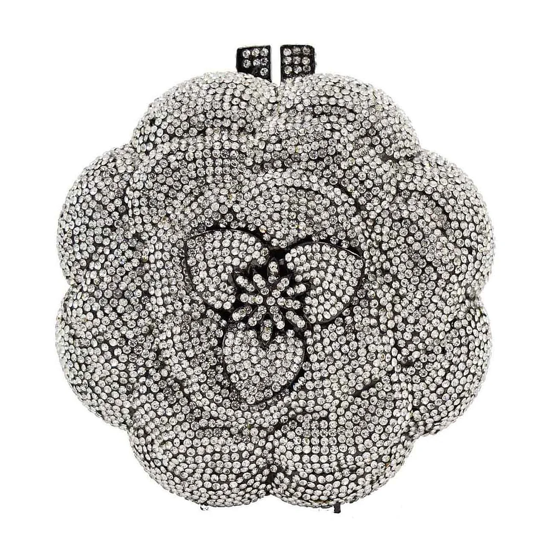 Newest Clutch Bag Pink Crystal Women Wedding Flower Party Purse Bride Chain Clutch Bag Prom Night Evening Bag SC603