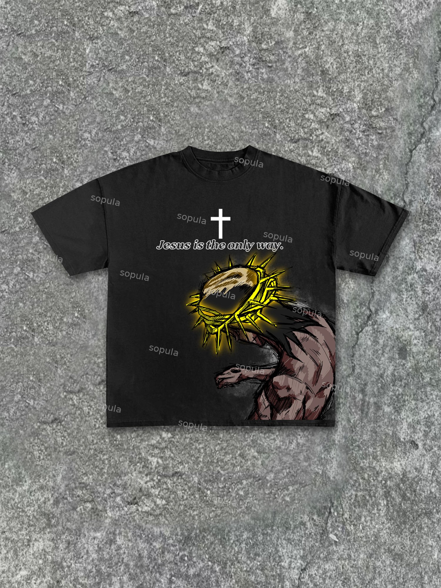 Jesus Is The Only Way Graphic Cotton T-shirt - SOPULA