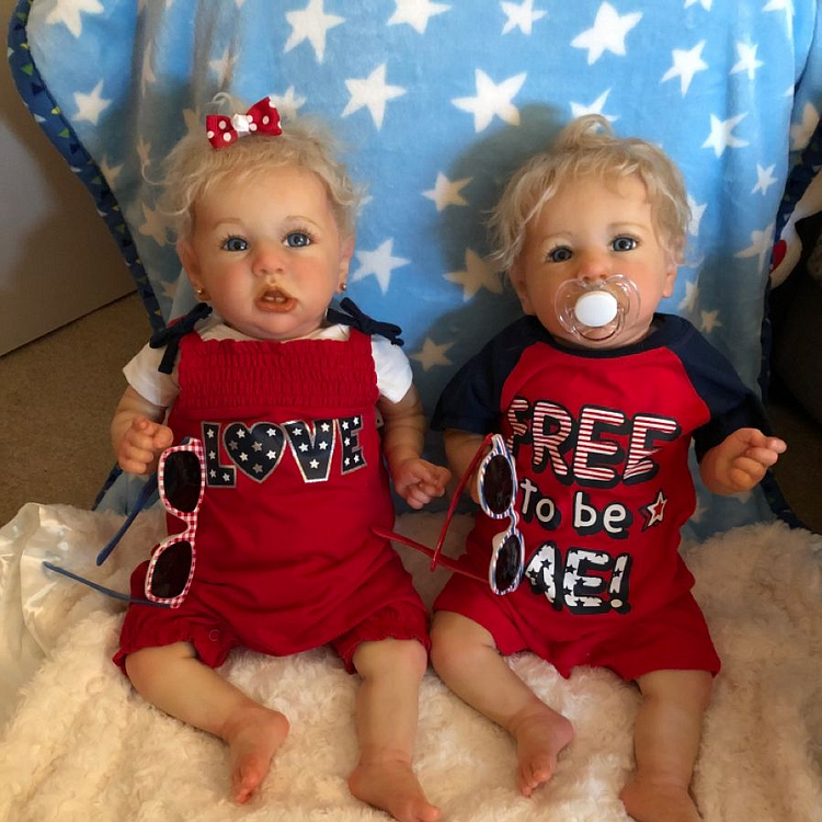 [Twins Girl and Boy]20" Realistic Reborn Toddler Silicone Baby, Quality Realistic Handmade Newborn Dolls Tameka and Klein Rebornartdoll® Rebornartdoll®