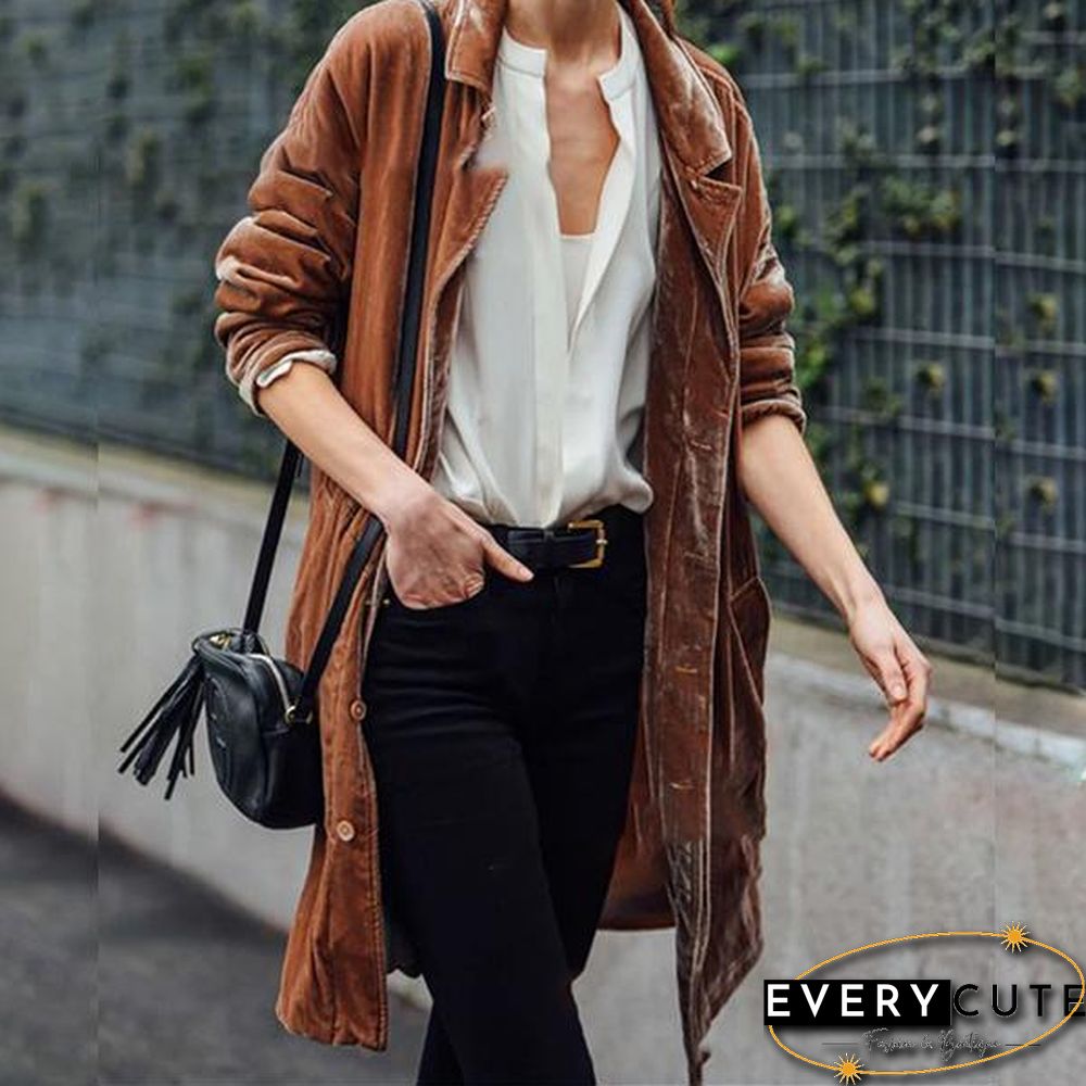 Fashion Solid Color Loose Coats