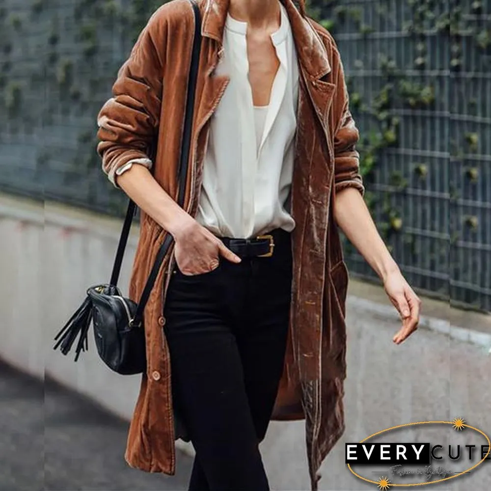 Fashion Solid Color Loose Coats