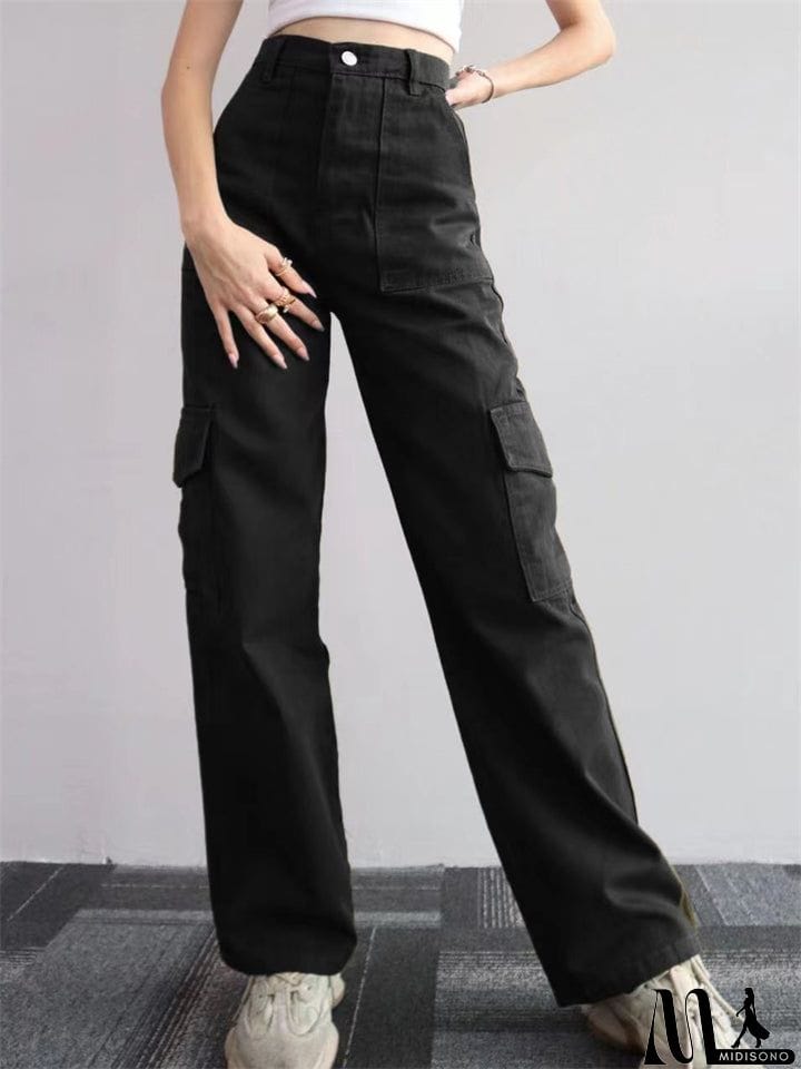 MidiSono - Ladies Temperament Leisure Multi-pocket Trousers