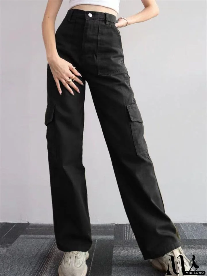 MidiSono - Ladies Temperament Leisure Multi-pocket Trousers
