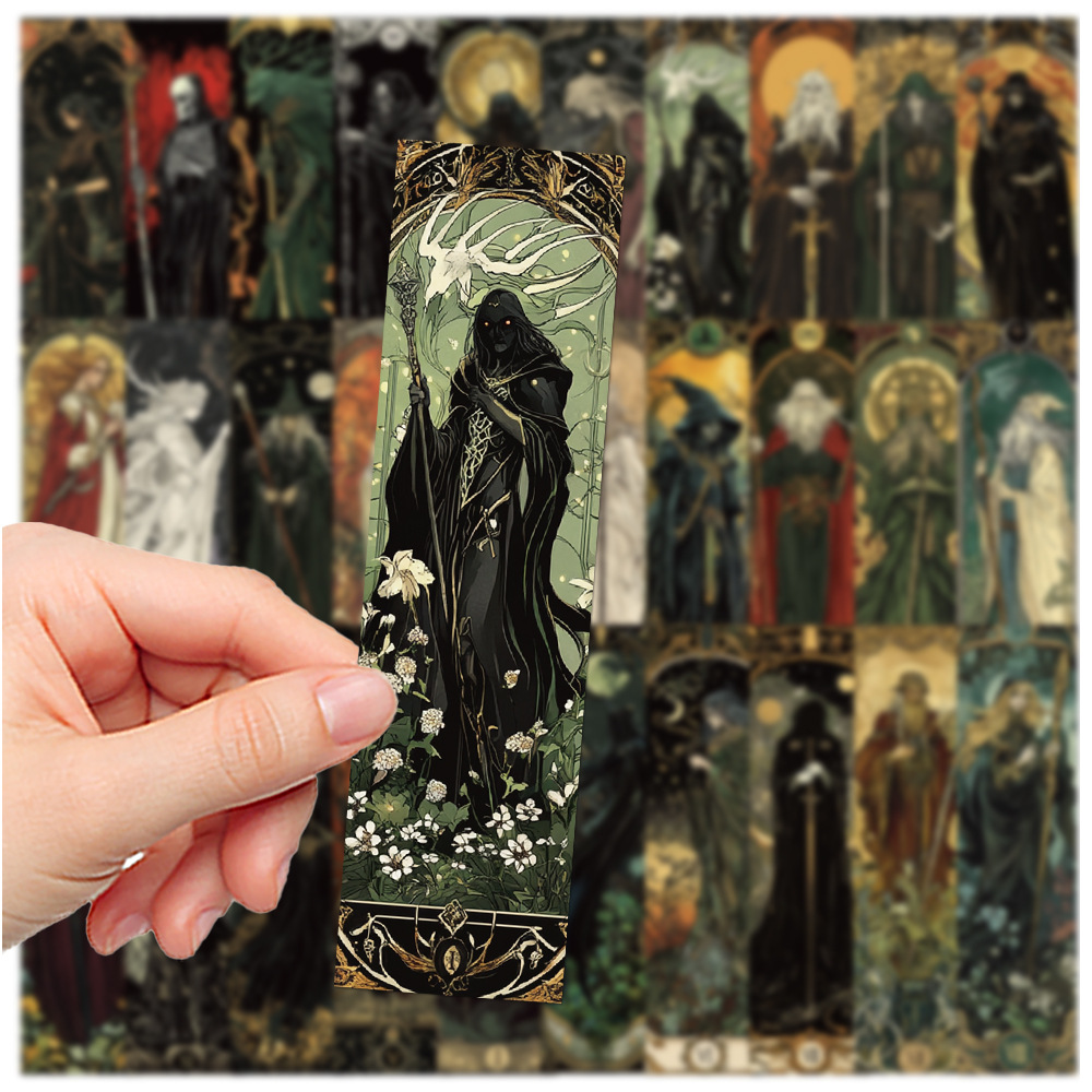 Tegooe 30 Pcs Dark Academia Aesthetic Paper Bookmarks Set - Vintage Gothic Wizard Magic Art Page Markers for Readers