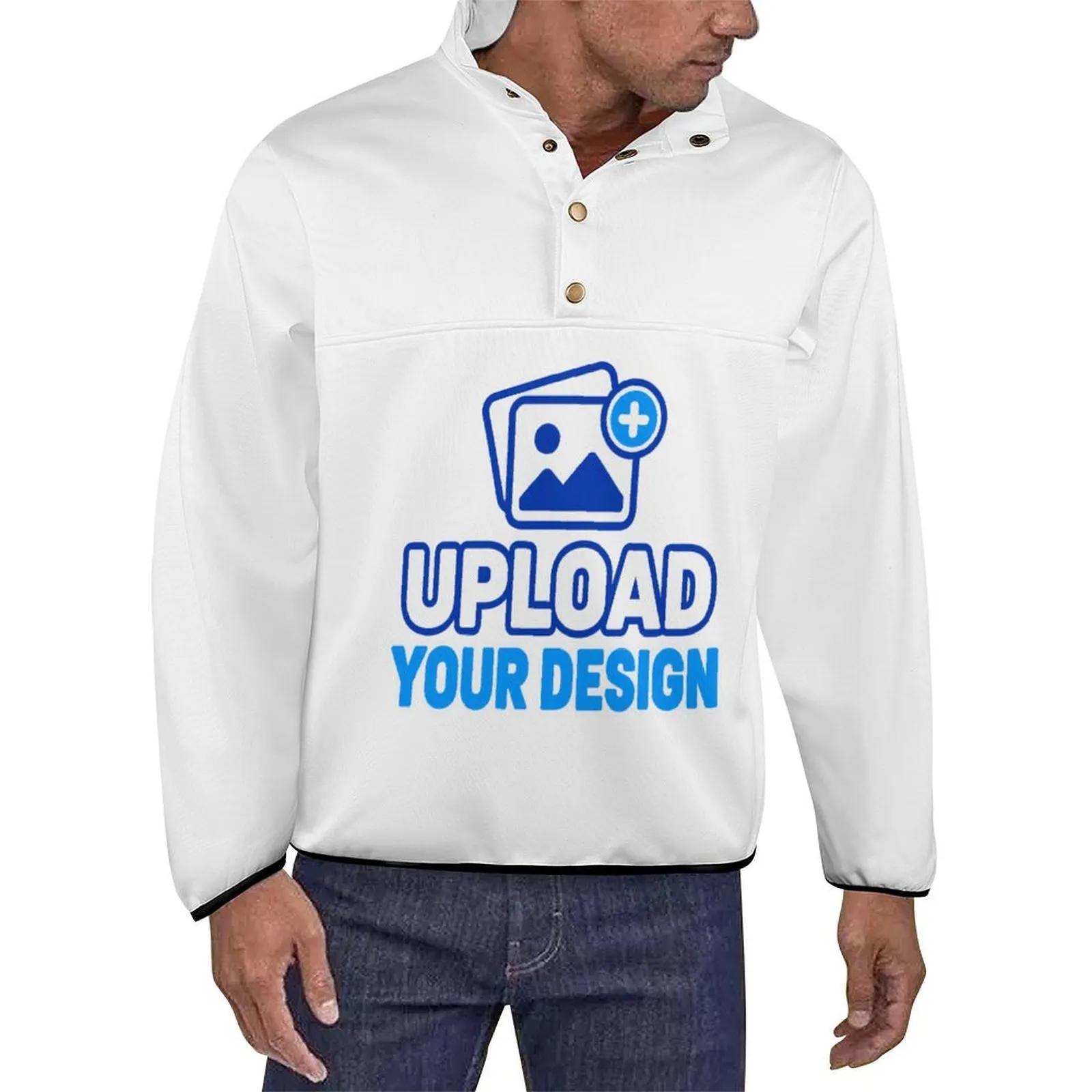 Men's Stand collar sweater custom product view 9