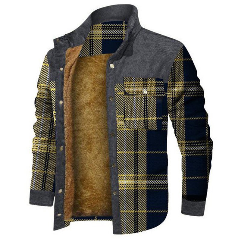 Men's Retro Check Thickened Casual Jacket