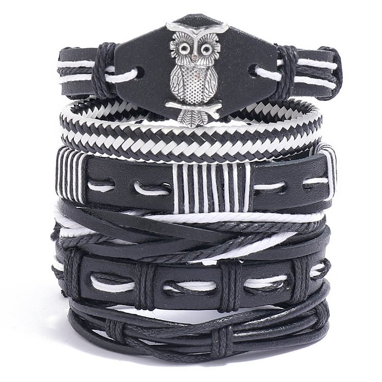 Men's simple multi-layer retro braided leather bracelet