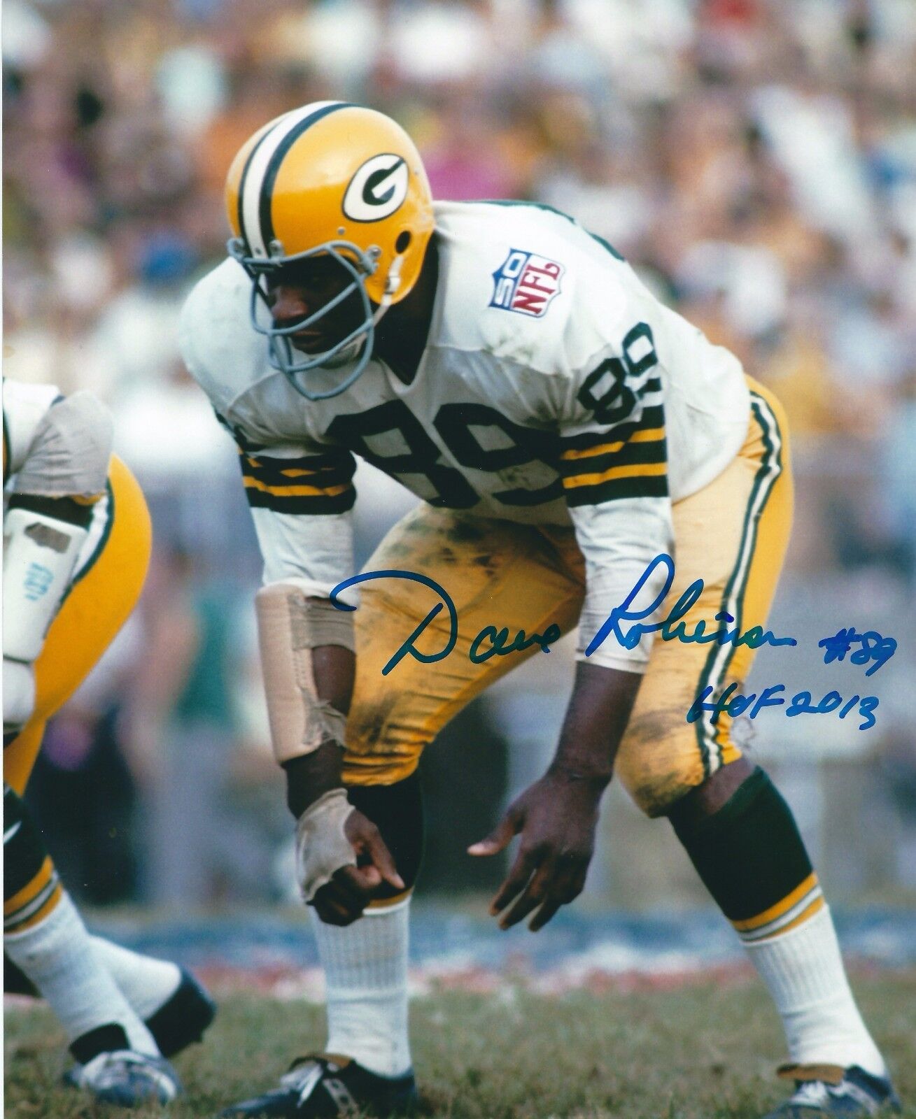 Signed 8x10 DAVE ROBINSON Green Bay Packers Autographed Photo Poster painting - w/COA