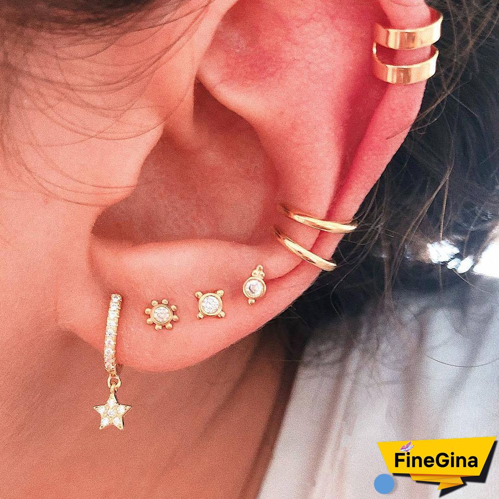 Personalized Fashion Full Diamond Five-Pointed Star Stud Earrings Set