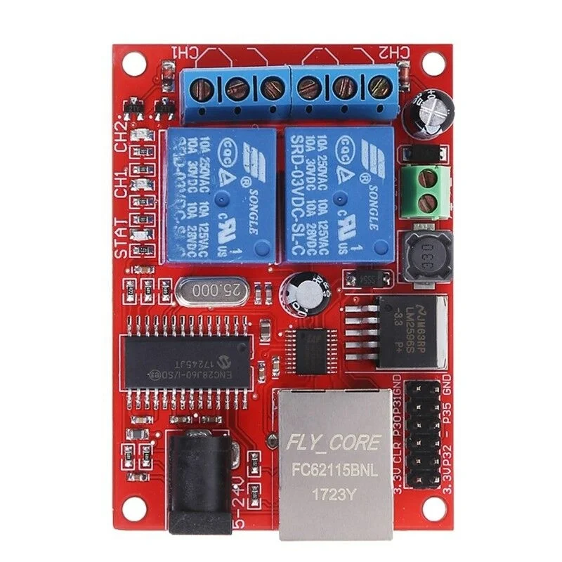 2 Channel Lan Ethernet Relay Board TCP UDP Controller Module Ethernet Relay Switch Delay Relay Board Web Server