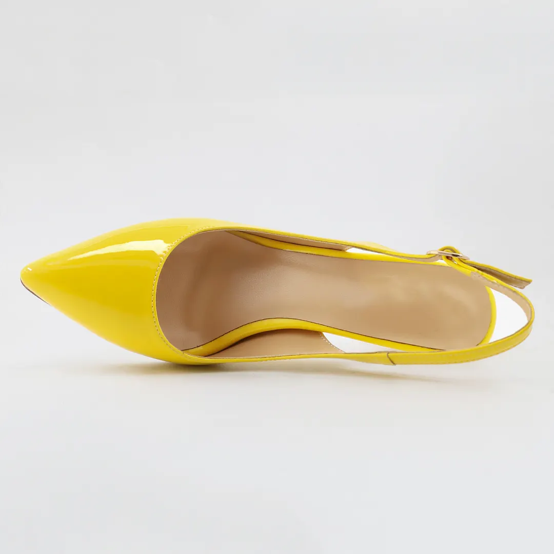 90mm Women's Pointed Toe Slingback Heels Pumps Comfortable Daily Red Bottoms Shoes-vocosishoes