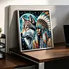 Moonlit Native And Wolf Special Shaped 5D DIY Partial Drill Diamonds Dots Gem Art Kits 11.81 X11.81inch Diamond Dots Paintings Diamonds Paintings Gem Art for Adults Beginners Home Decor