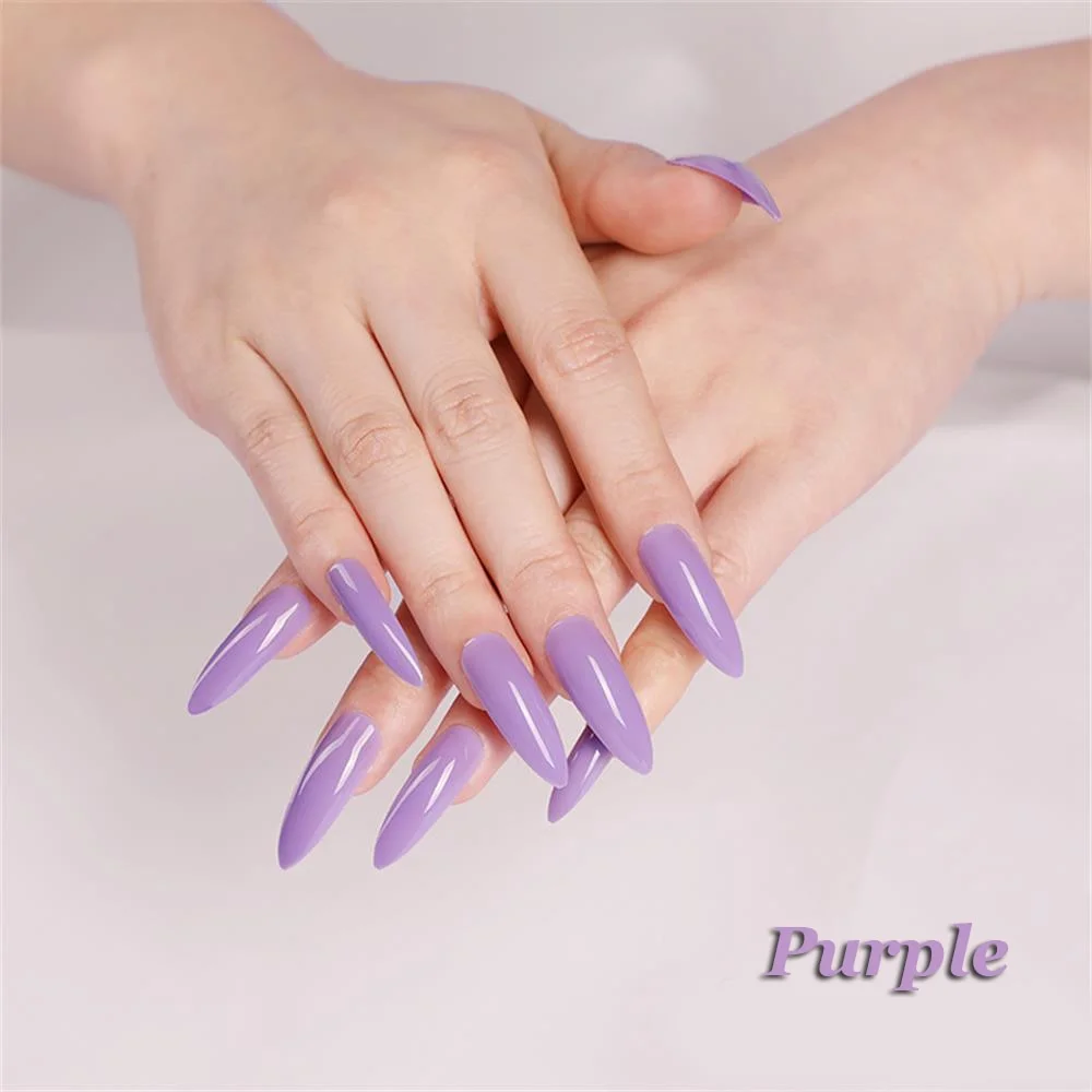 24pcs Naked Purple Gradient False Nails Detachable Ballerina Wearable Artificial Fake Nails Full Cover Long Coffin Nail Tips-Nail Inspo