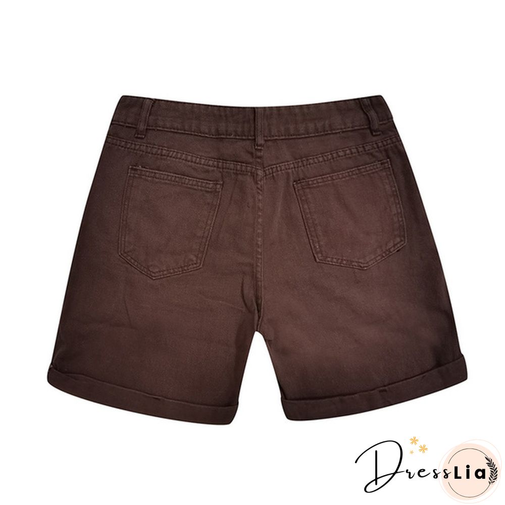 Women Summer Denim Shorts Button Pocket Blue Jeans Shorts feminino Short Pants