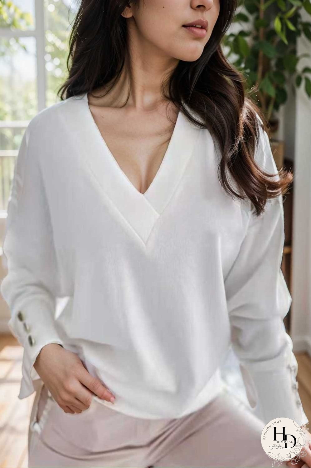 women s sweaters solid v neck long sleeve button sweater