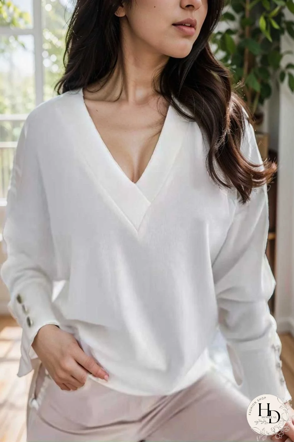 women s sweaters solid v neck long sleeve button sweater