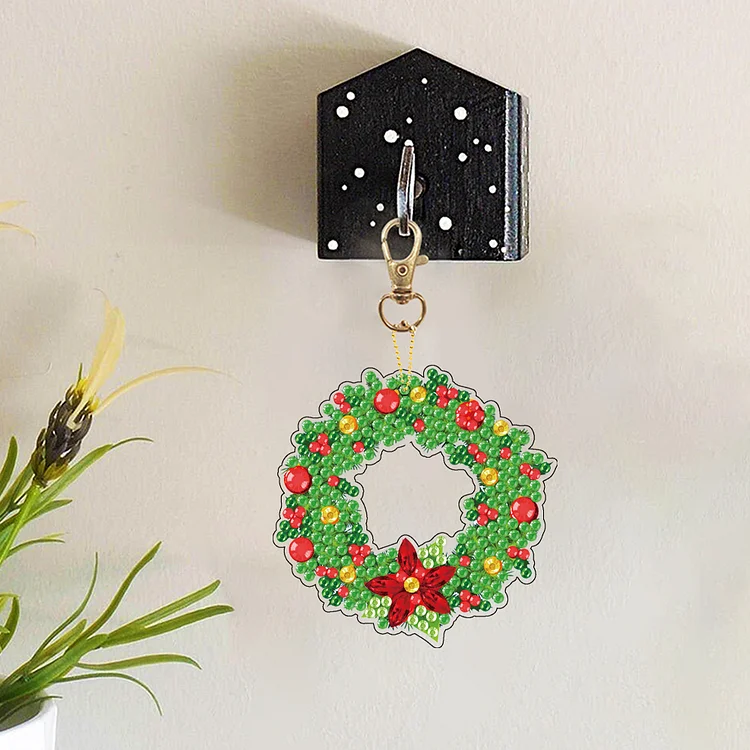 Double-sided 5D Diamond Painting Christmas Pendant Xmas Trees DIY Hanging