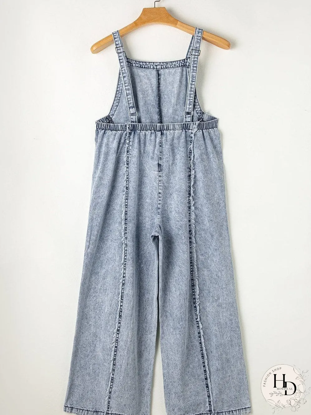 Vintage Beau Blue Denim Overall with Frayed Exposed Seam