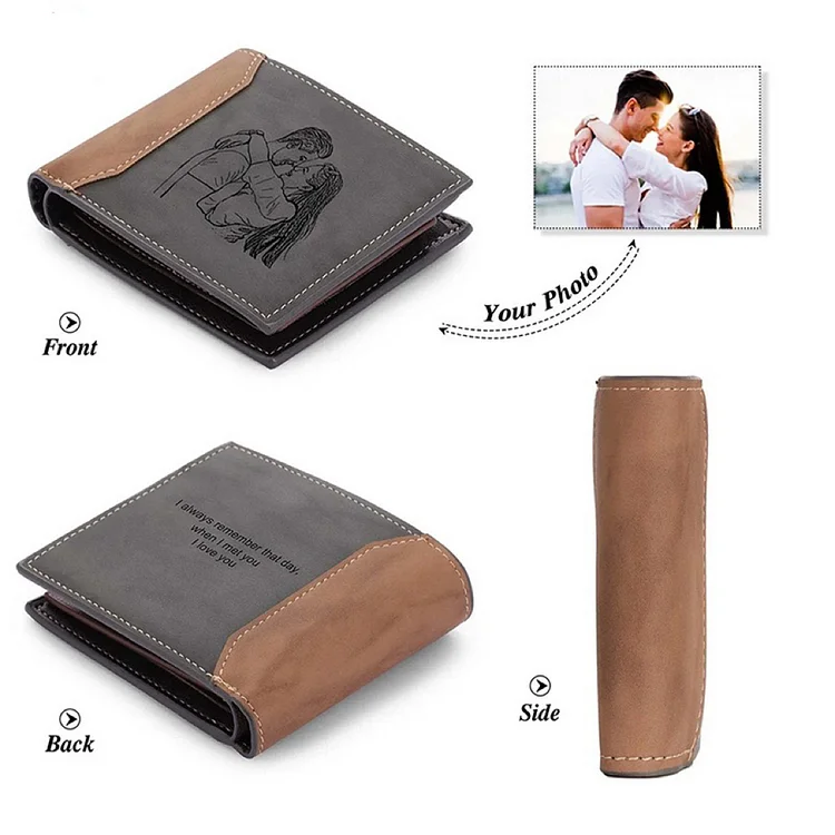 Personalized Photo Engraved Wallet &ndash; Gift for Boyfriend or Dad, Perfect for Father's Day & Special Occasions