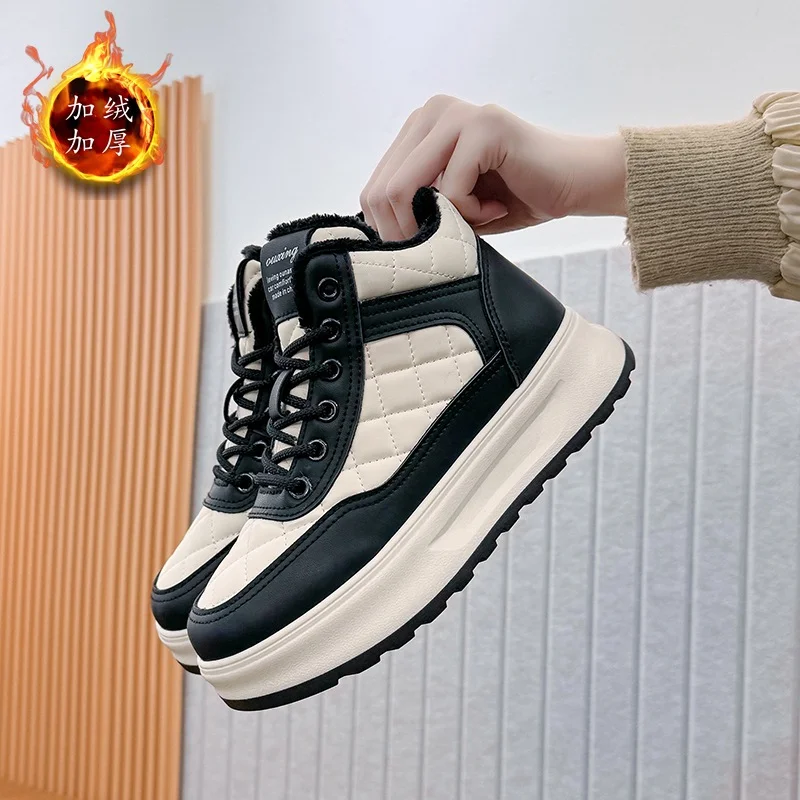 Tanguoant Tanguoant Plus Velvet High Top Small White Shoes Female 2024 Winter Korean Version Versatile Student Shoes Warm Casual Shoes Female Q5609