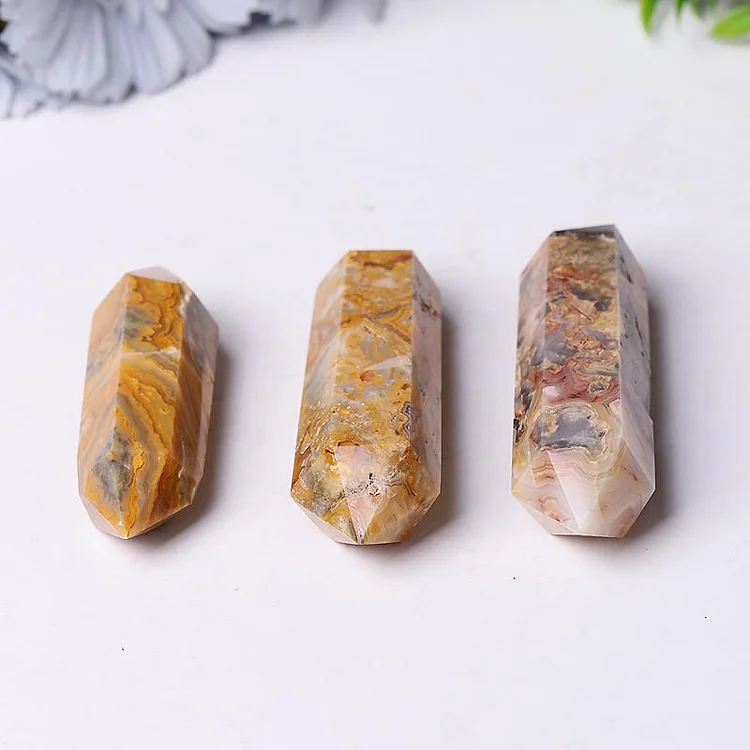 Natural Crazy Agate Double Terminated Point Healing Towers Points Bulk