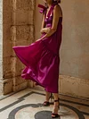 Solid Color Bowknot Midi Dress