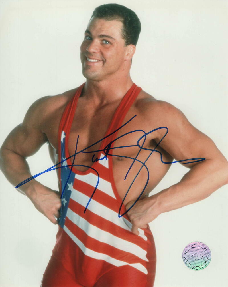 KURT ANGLE SIGNED AUTOGRAPH 8x10 Photo Poster painting - WWF, WWE, LE RACING REFLECTIONS Photo Poster painting