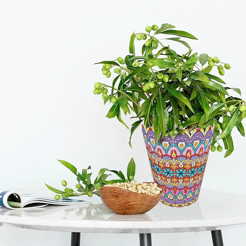 Desktop Diamond Art Flower Arrangement Vase for Home Office Decor (Flower)