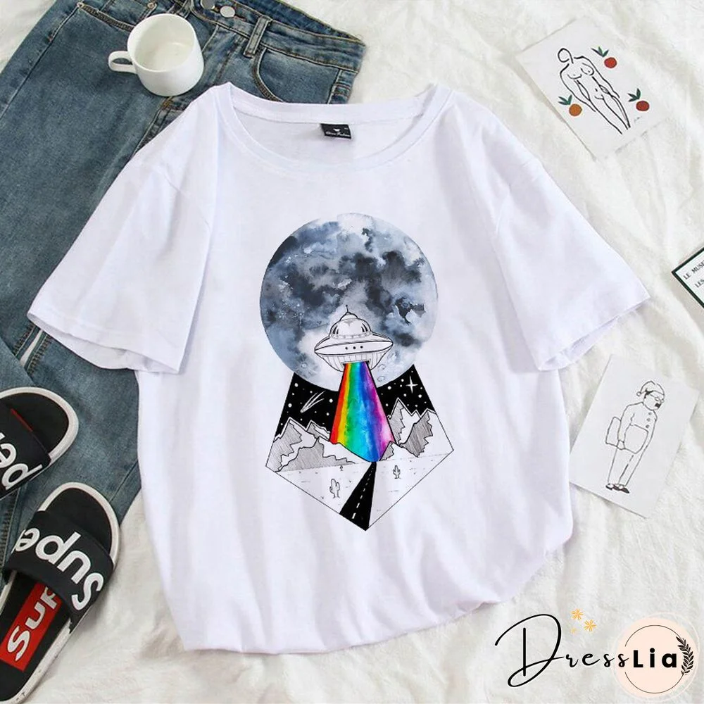 T-shirts Love 90s Style Print Short Sleeve Clothes Women Graphic Top Cartoon Bright Watercolor Colorful Tshirt Korean Fashion