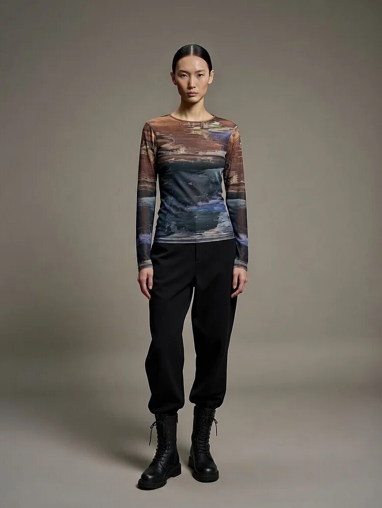 HYPERSOMNIAZZZZ Printed Mesh Top - 8 Recycled Water Bottles - Copper