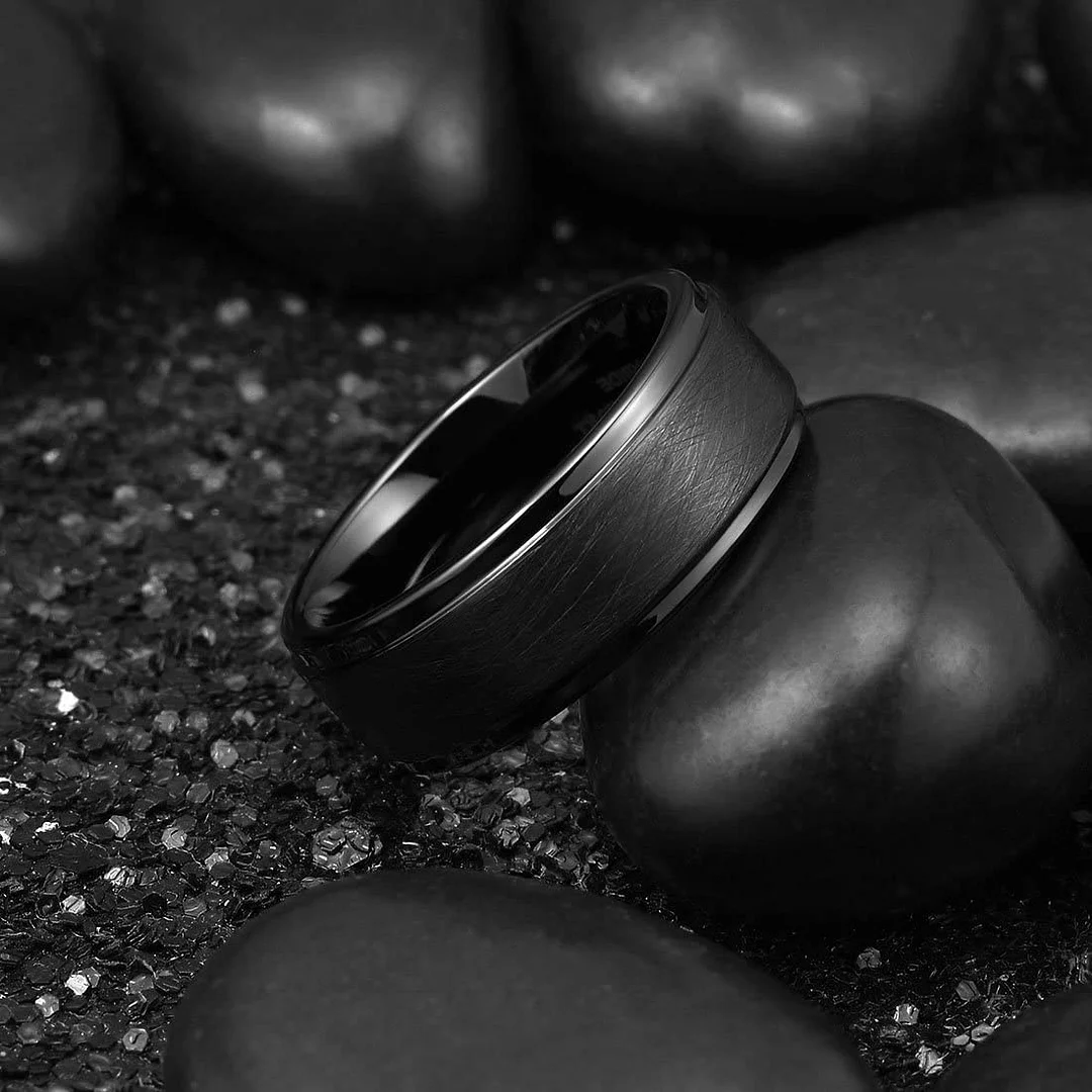 4MM 6MM 8MM 10MM Women's Or Men's Tungsten Carbide Rings Classic Carbon Fiber Black Brushed Two Grooved Center Couple