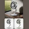 Small Stainless Steel Desk Fan For Office, Portable And Rechargeable (Titanium silver), 144&times;144&times;(175-295) mm