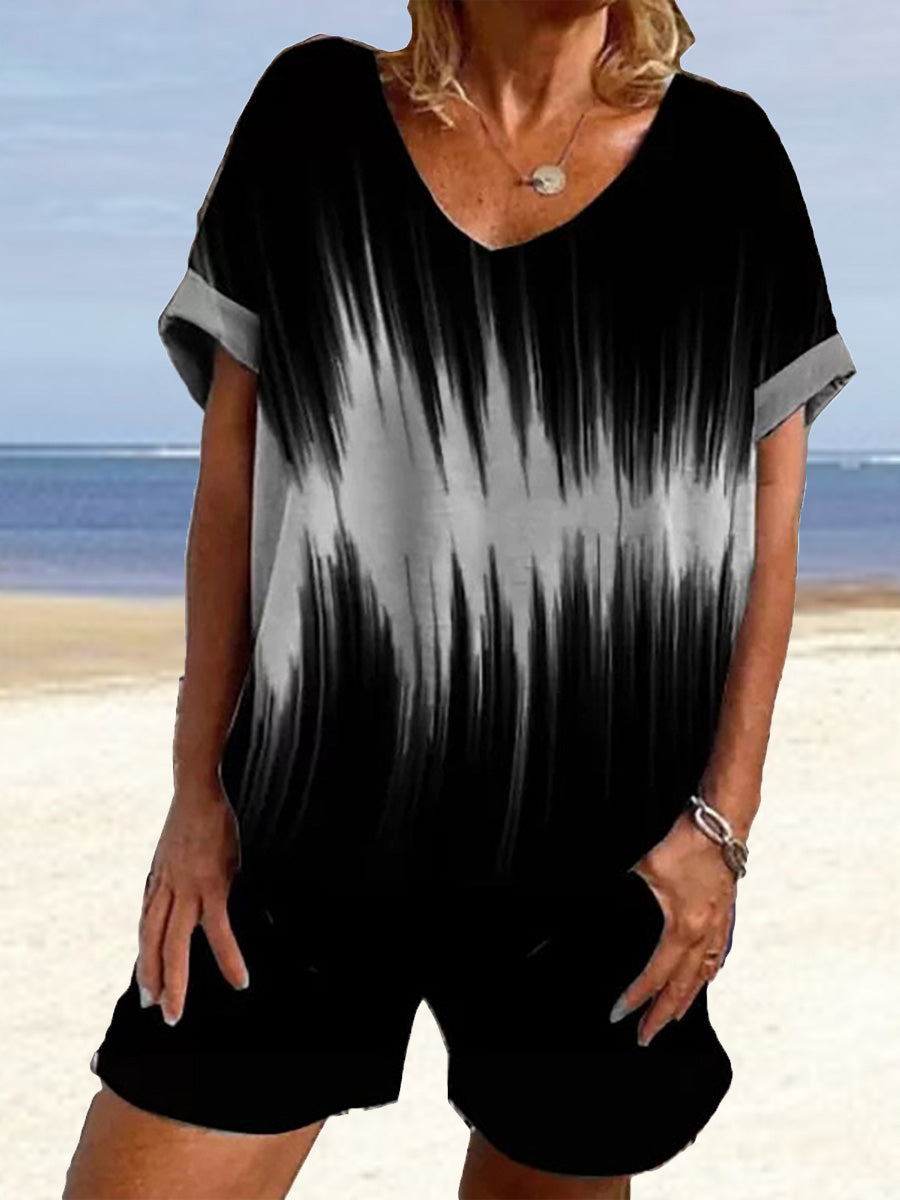 Women Long Sleeve V-neck Graphic Floral Printed Top