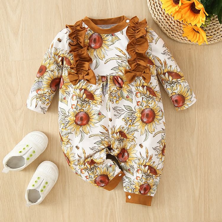 Baby Sunflower Flounce Newborn Romper
