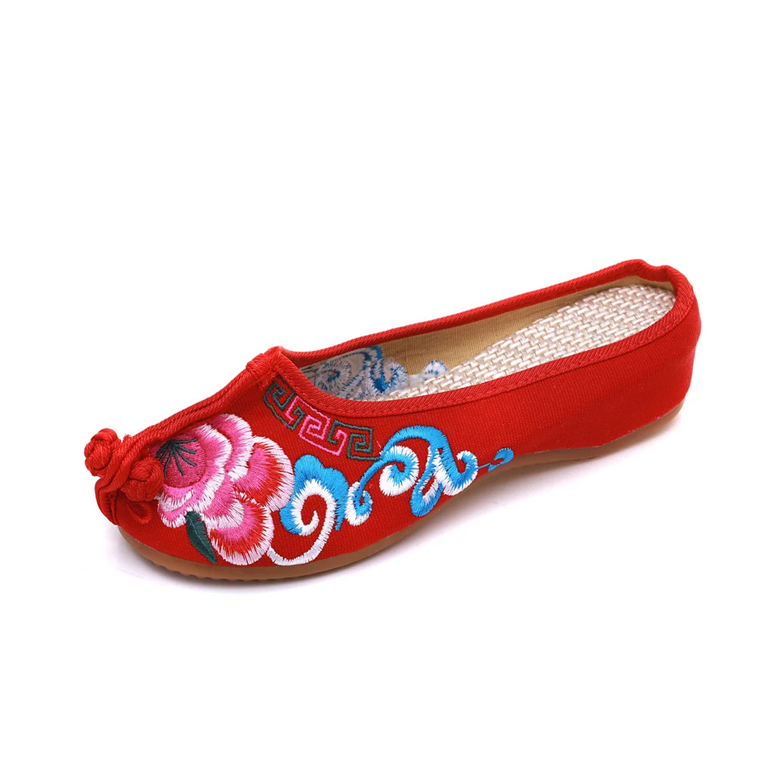 Zingj Zingj Colorful Cloud Embroidery National Wind Plate Buckle Warped Head Cloth Shoes Bag Toe Summer Cool Slippers Women's Shoes
