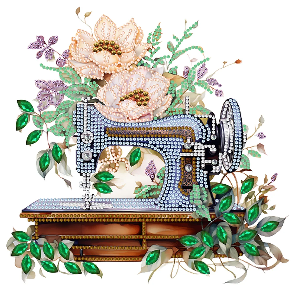 Diamond Painting - Partial Special Shaped Drill - Flower Sewing Machine(Canvas|30*30cm)